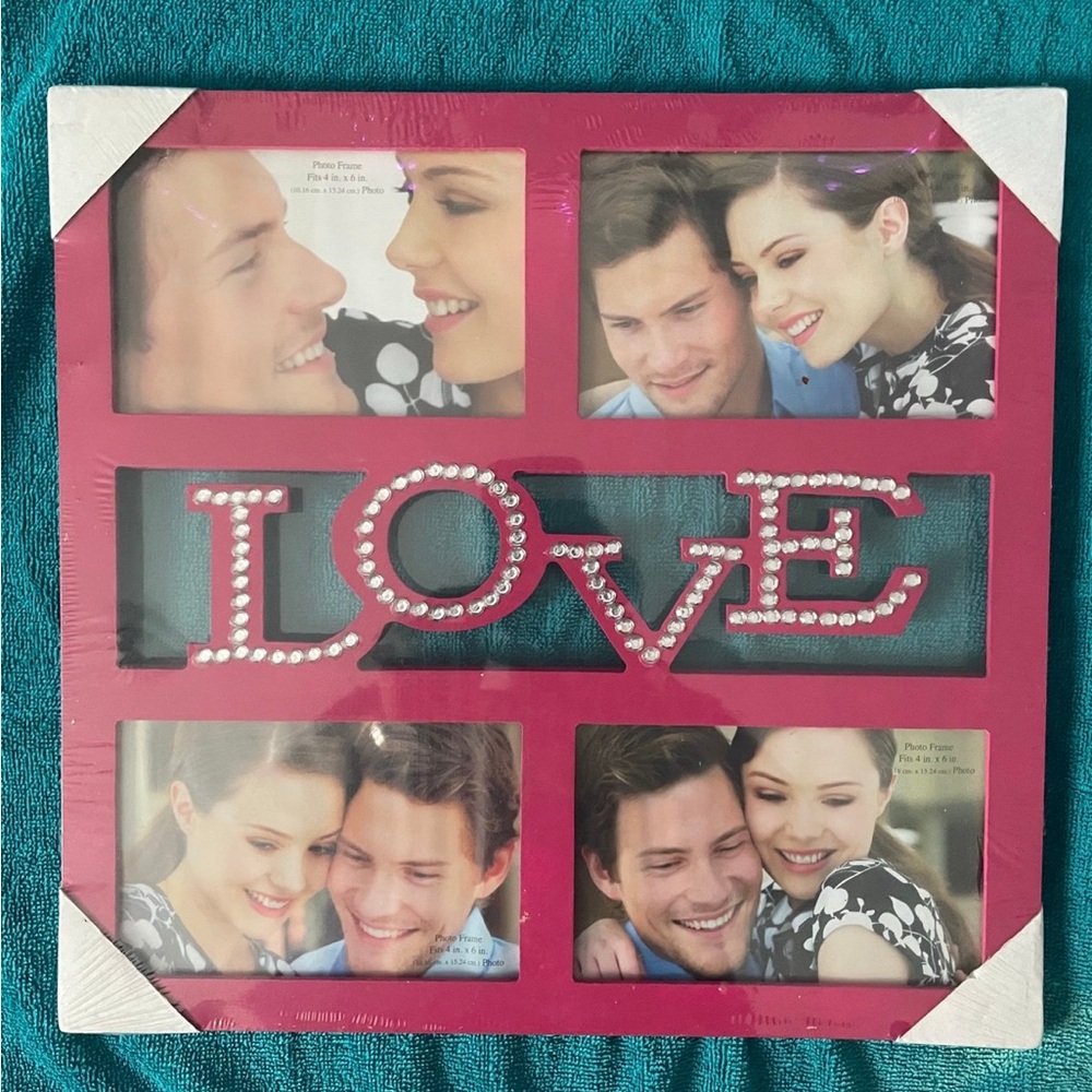 Pink Bejeweled Love Photo Collage Frame - Picture 1 of 3